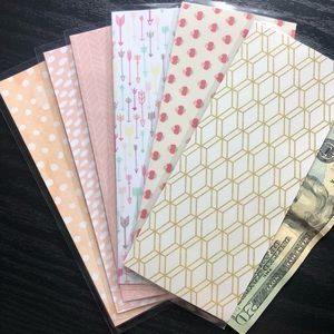 6 Laminated cash envelopes, cash stuffing, budget